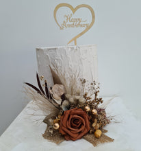 Load image into Gallery viewer, AB2114 Rustic everlasting flowers cake topper terracotta - engagement, wedding, birthday, event