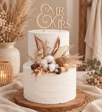 Load image into Gallery viewer, AB2115 Boho cotton flower cake topper nude - engagement, wedding, birthday, event