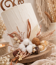 Load image into Gallery viewer, AB2115 Boho cotton flower cake topper nude - engagement, wedding, birthday, event