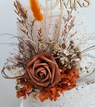 Load image into Gallery viewer, AB2116 - Rustic everlasting flowers cake topper terracotta - engagement, wedding, birthday, event