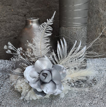 Load image into Gallery viewer, AB2117 - Silver nude everlasting flowers cake topper - engagement, wedding, birthday, event
