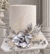 Load image into Gallery viewer, AB2117 - Silver nude everlasting flowers cake topper - engagement, wedding, birthday, event