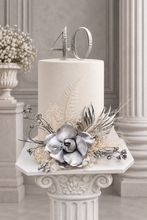 Load image into Gallery viewer, AB2117 - Silver nude everlasting flowers cake topper - engagement, wedding, birthday, event