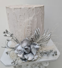 Load image into Gallery viewer, AB2117 - Silver nude everlasting flowers cake topper - engagement, wedding, birthday, event