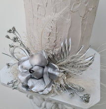 Load image into Gallery viewer, AB2117 - Silver nude everlasting flowers cake topper - engagement, wedding, birthday, event