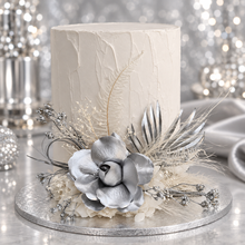 Load image into Gallery viewer, AB2117 - Silver nude everlasting flowers cake topper - engagement, wedding, birthday, event