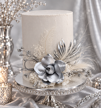 Load image into Gallery viewer, AB2117 - Silver nude everlasting flowers cake topper - engagement, wedding, birthday, event