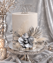 Load image into Gallery viewer, AB2117 - Silver nude everlasting flowers cake topper - engagement, wedding, birthday, event