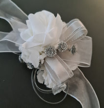 Load image into Gallery viewer, White and silver corsage & buttonhole set AB2118 - School formal, prom, graduation, wedding