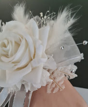 Load image into Gallery viewer, Milky White and silver corsage & buttonhole set AB2119 - School formal, prom, graduation, wedding