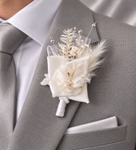 Load image into Gallery viewer, Milky White and silver corsage & buttonhole set AB2119 - School formal, prom, graduation, wedding