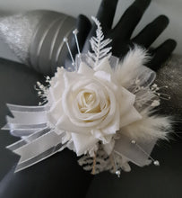 Load image into Gallery viewer, Milky White and silver corsage & buttonhole set AB2119 - School formal, prom, graduation, wedding