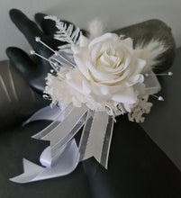 Load image into Gallery viewer, Milky White and silver corsage & buttonhole set AB2119 - School formal, prom, graduation, wedding
