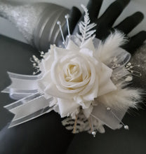Load image into Gallery viewer, Milky White and silver corsage & buttonhole set AB2119 - School formal, prom, graduation, wedding