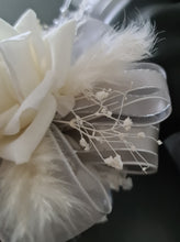 Load image into Gallery viewer, Milky White and silver corsage & buttonhole set AB2119 - School formal, prom, graduation, wedding