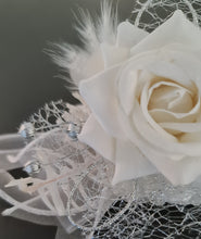 Load image into Gallery viewer, Milky White and silver corsage & buttonhole set AB2120 - School formal, prom, graduation, wedding
