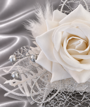 Load image into Gallery viewer, Milky White and silver corsage & buttonhole set AB2120 - School formal, prom, graduation, wedding