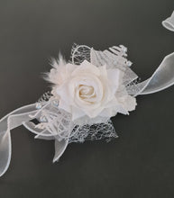 Load image into Gallery viewer, Milky White and silver corsage & buttonhole set AB2120 - School formal, prom, graduation, wedding