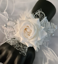 Load image into Gallery viewer, Milky White and silver corsage & buttonhole set AB2120 - School formal, prom, graduation, wedding
