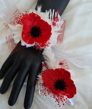 Load image into Gallery viewer, Bright red & white real touch anemone flowers corsage & buttonhole AB2127 - School formal, prom, graduation