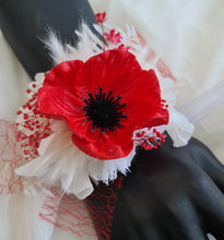 Load image into Gallery viewer, Bright red & white real touch anemone flowers corsage & buttonhole AB2127 - School formal, prom, graduation