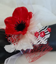 Load image into Gallery viewer, Bright red & white real touch anemone flowers corsage & buttonhole AB2127 - School formal, prom, graduation
