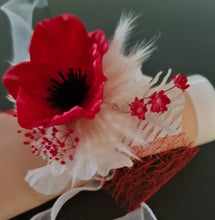Load image into Gallery viewer, Bright red & white real touch anemone flowers corsage & buttonhole AB2127 - School formal, prom, graduation