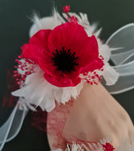 Load image into Gallery viewer, Bright red & white real touch anemone flowers corsage & buttonhole AB2127 - School formal, prom, graduation
