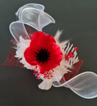 Load image into Gallery viewer, Bright red & white real touch anemone flowers corsage & buttonhole AB2127 - School formal, prom, graduation