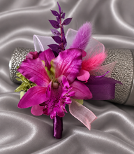 Load image into Gallery viewer, Bright pink fuchsia orchid corsage & buttonhole AB2133 - School formal, prom, graduation