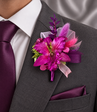 Load image into Gallery viewer, Bright pink fuchsia orchid corsage & buttonhole AB2133 - School formal, prom, graduation