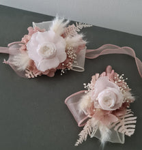 Load image into Gallery viewer, Blush & white preserved French peony corsage & buttonhole AB2135 - School formal, prom, graduation