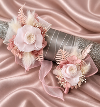 Load image into Gallery viewer, Blush & white preserved French peony corsage & buttonhole AB2135 - School formal, prom, graduation