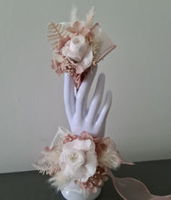 Load image into Gallery viewer, Blush & white preserved French peony corsage & buttonhole AB2135 - School formal, prom, graduation