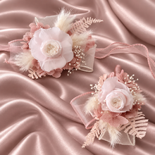 Load image into Gallery viewer, Blush & white preserved French peony corsage & buttonhole AB2135 - School formal, prom, graduation