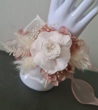 Load image into Gallery viewer, Blush & white preserved French peony corsage & buttonhole AB2135 - School formal, prom, graduation