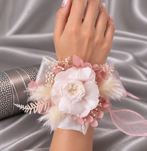 Load image into Gallery viewer, Blush & white preserved French peony corsage & buttonhole AB2135 - School formal, prom, graduation