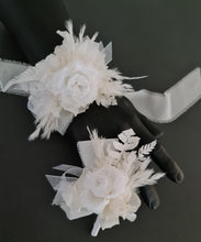 Load image into Gallery viewer, Off White & white preserved French peony corsage & buttonhole AB2136 - School formal, prom, graduation