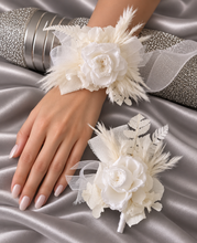 Load image into Gallery viewer, Off White & white preserved French peony corsage & buttonhole AB2136 - School formal, prom, graduation