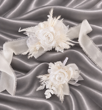 Load image into Gallery viewer, Off White & white preserved French peony corsage & buttonhole AB2136 - School formal, prom, graduation