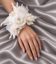 Load image into Gallery viewer, Off White & white preserved French peony corsage & buttonhole AB2136 - School formal, prom, graduation