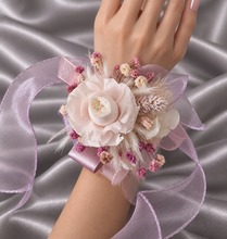 Load image into Gallery viewer, Lilac, pink & neutral preserved French peony corsage & buttonhole AB2137 - School formal, prom, graduation
