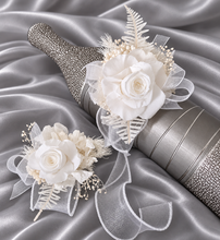 Load image into Gallery viewer, White reflexed preserved mini rose corsage & buttonhole AB2138 - School formal, prom, graduation