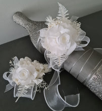 Load image into Gallery viewer, White reflexed preserved mini rose corsage & buttonhole AB2138 - School formal, prom, graduation