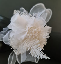 Load image into Gallery viewer, White reflexed preserved mini rose corsage & buttonhole AB2138 - School formal, prom, graduation