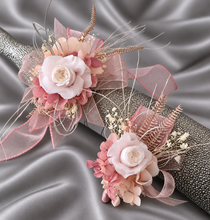 Load image into Gallery viewer, Blush & white preserved French peony corsage & buttonhole AB2139 - School formal, prom, graduation