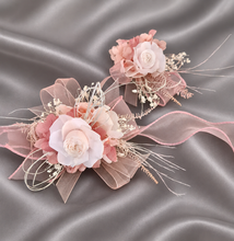 Load image into Gallery viewer, Blush & white preserved French peony corsage & buttonhole AB2139 - School formal, prom, graduation