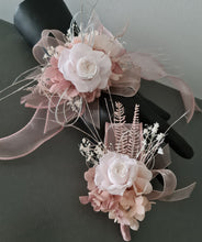 Load image into Gallery viewer, Blush & white preserved French peony corsage & buttonhole AB2139 - School formal, prom, graduation