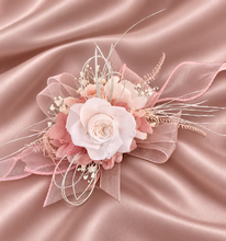 Load image into Gallery viewer, Blush & white preserved French peony corsage & buttonhole AB2139 - School formal, prom, graduation