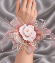 Load image into Gallery viewer, Blush & white preserved French peony corsage & buttonhole AB2139 - School formal, prom, graduation